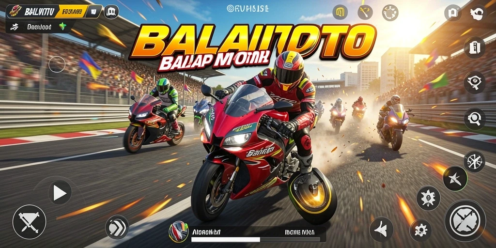 Gameplay seru BALAITOTO dengan balapan motor yang menegangkan.