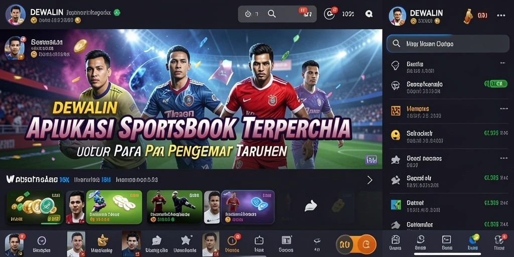 Tampilan menarik dari aplikasi DEWALIN saat bertaruh pada olahraga.