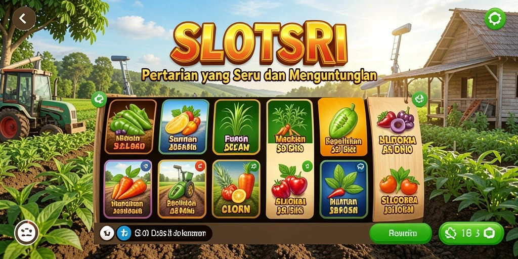 Screenshot SLOTSRI menunjukkan aktivitas seru dalam bertani.