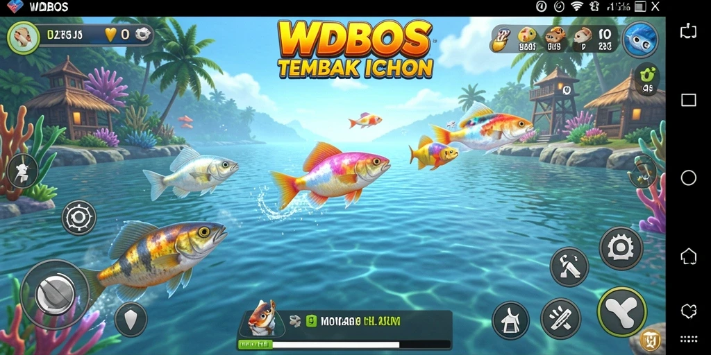 Screenshot gameplay WDBOS menampilkan aksi tembak ikan yang mendebarkan.