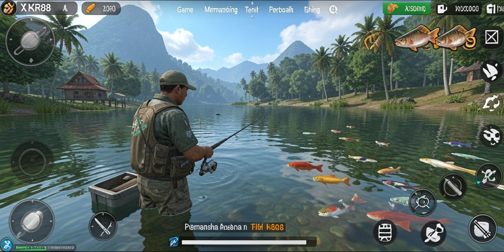 Screenshot gameplay XR88 menangkap momen seru dalam memancing.